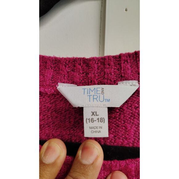 Time & Tru Women's XL Knit Pink Long Sleeve Sweater - Picture 4 of 6